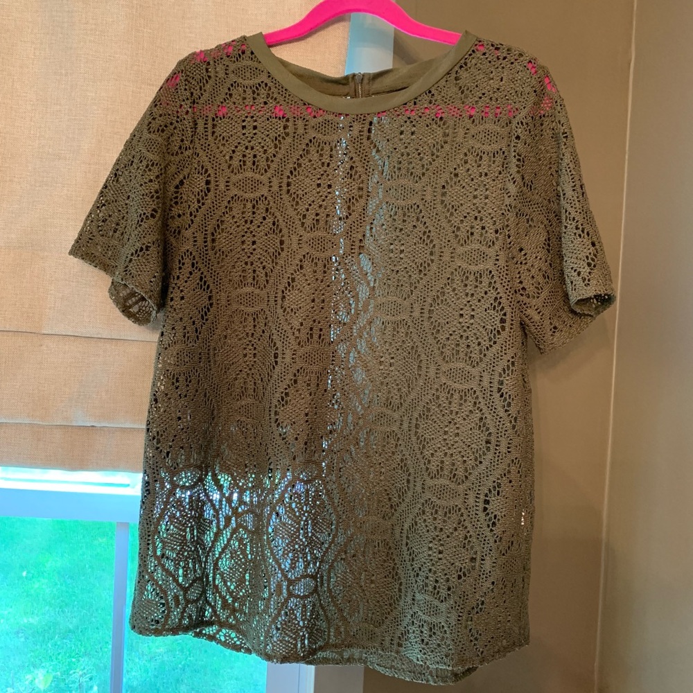 Banana Republic Crochet Blouse in Olive XL